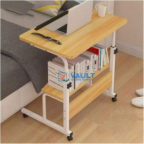88x45.5x7.5cm Height Adjustable Overbed Corner Mobile Computer Work Sit-Stand Desk Rolling Laptop Table Workstation With Castors For Home Office Study Bedrooms Adjustable Writing With Storage Gaming T