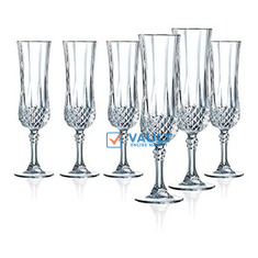 6 Pieces Of Diamond Champaign Flute Wine Glasses- Clear.
