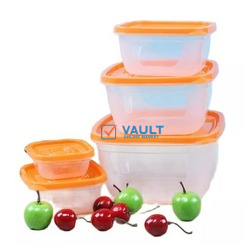 5 Pc Square Airtight Food Storage Containers Tins With Lids, Multi-Colors.