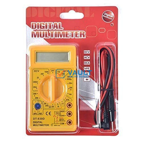 Digital Multimeter LCD Display DC/AC Voltage Current/A Resistance Digital Multimeter - Yellow