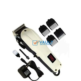 Rechargeable Cordless Shaving Machine Hair Trimmer With Battery Indicator - White/Black