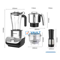 Hoffmans 4 in 1 Multifunctional Blender 2.0L With Unbreakable Jar - Black/Silver