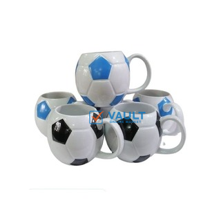 6 Pieces Of Round Football Pot Coffee Tea Cups Mugs- White