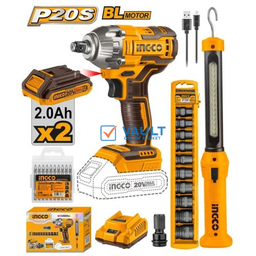 INGCO Lithium-Ion Cordless 2 Piece Combo Kit 20V - Black/Orange