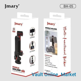 Jmary Phone Tripod Mount BH-05 Attachment Camera SLR Simultaneous Shooting Smartphone Mount Adapter with Double Cold Shoe, 360° Rotates and Adjustable Cell Phone Clip Clamp Holder, Extension Mobile Ho