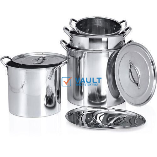 4 Pieces Stainless Steel Stockpots For Serving Food At Functions - Silver