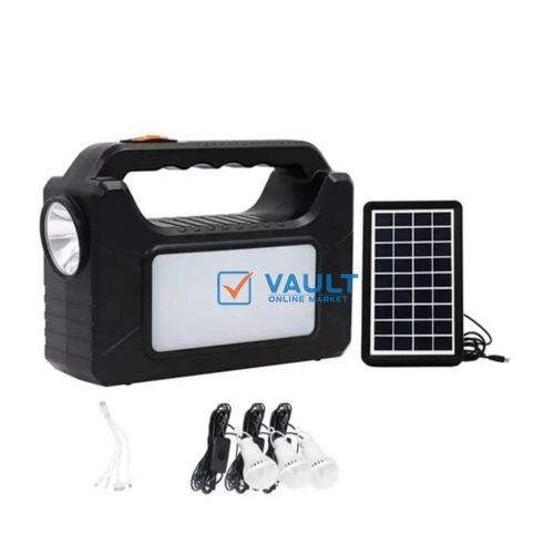 Solar Lighting Kit With USB Phone Charging Cable - Black.