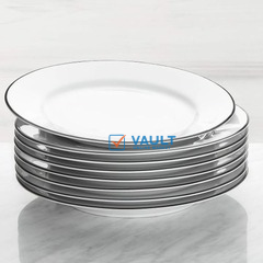 9 lnch 6 Pieces Of Black Line Plates, White.