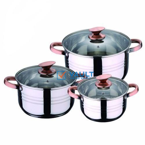 3 Piece Stainless Steel Saucepans/Cookware Pots- Silver