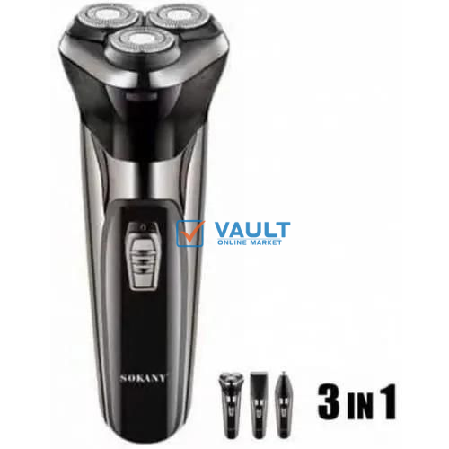 Sokany 3 in 1 Strong Electric Shaver Hair Beard Smoother - Black