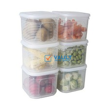 Plastic Food Storage Containers With 6 Removable Tins Fridge Organizer -White.