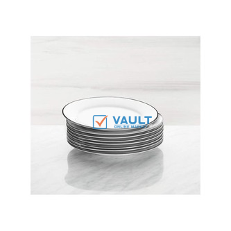 6 Pieces Of Black Line Side Plates, White.