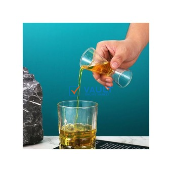 2 Pc 20cc Double Acrylic Jigger Cocktail Shot Glasses Spirit Measuring Cup - Clear.