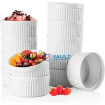 8 oz, Set of 12, Creme Brulee Ramekins, Souffle Dishes, Oven Safe Porcelain Ramiken Bowls For Custard