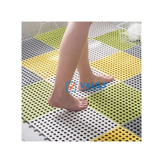 4Pcs Interlocking Non Slip Bathroom Floor Tiles Rubber Mat For Toilet Kitchen Swimming Pool Balcony Pet (30x30cm) - Multi-colours.