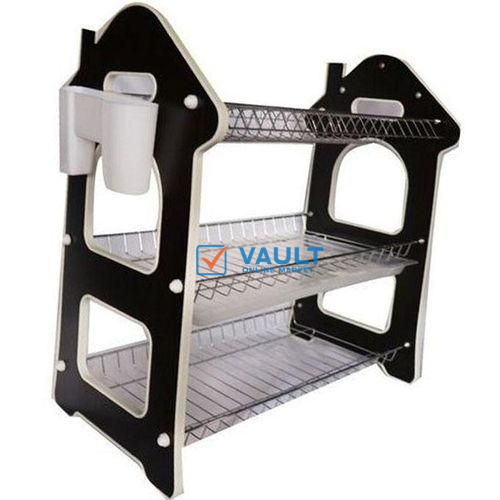 3-Layer Best Panel Dish Drying Rack With Draining Tray For Bowl Cup Plate - Multicolor