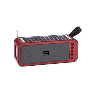 Portable Mini Speaker with Bluetooth USB TF AUX FM 6V 1W Solar Panel Flashlight USB Charging Line- Black .