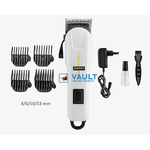 Sokany Rechargeable Cordless Shaving Machine With Battery Indicator - White