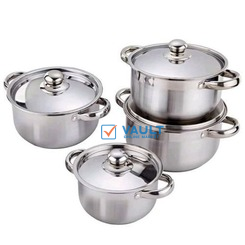 8 Piece Stainless Steel Saucepans Cookware Pots, Silver.
