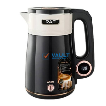RAF 2.5L Double Layer Cordless Electric Kettle wWth Auto Shut-Off & Removable Mesh Flask Percolator With 360 Swivel Base -Black