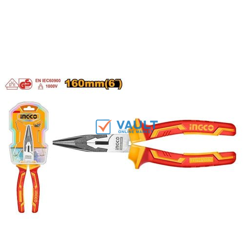 INGCO Insulated Long Nose Plier HILNP28168, 6inch - Orange/Red