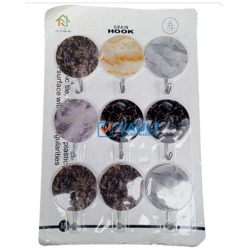 9 Pin Adhesive Strong Hooks With Pretty Images - Multicolor