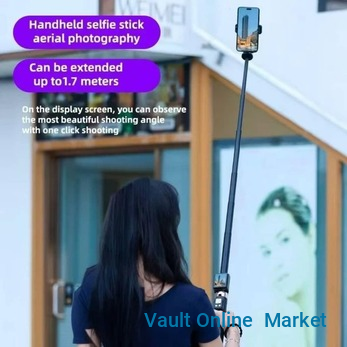Fill-In Light Rear Camera Shooting Foldable Wireless Adjustable Smart Monopod Screen Mirroring Selfie Stick For Smartphones