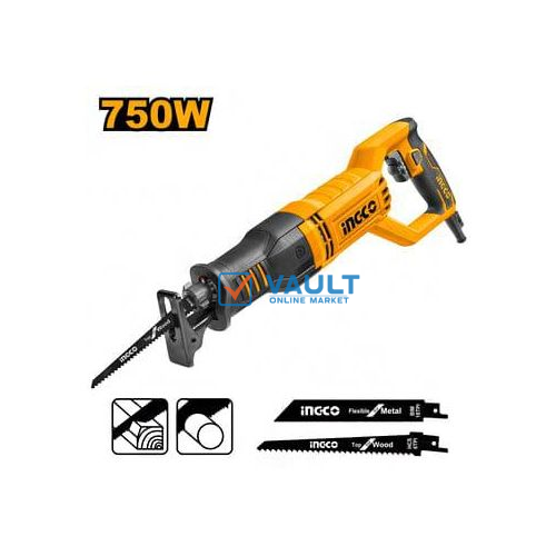 INGCO Industrial Grade Reciprocating Saw 750 Watts RS8008 - Black/Orange