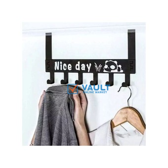 6 Hooks Nice Day Metal Hooks Over Door Bags Clothes Hanger Rack- Black.