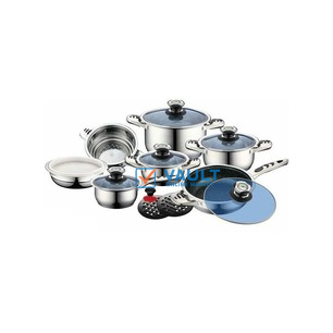 21 Pieces Of Heavy Stainless Steel Saucepans Cookware, Silver.