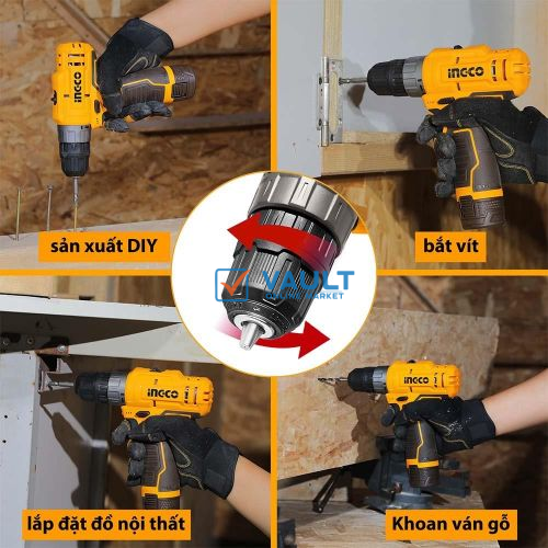 INGCO Lithium Ion Impact Drill 12V (CIDLI12202) - Black & Orange
