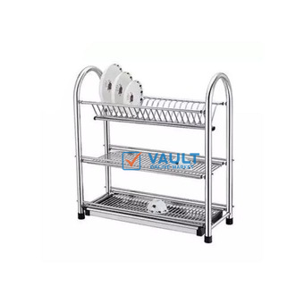 3 Tier Dish Drying Rack Dish Drainer Kitchen Stainless Steel Storage Stand- Silver.