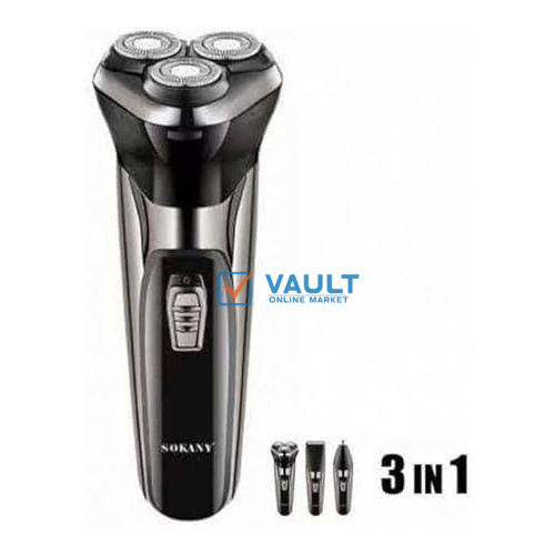 Sokany 3 In 1 Hair Clipper Nose Trimmer With Automatic Grinding Beard Smoother - Black Shaver