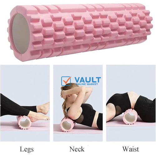 (45*15cm) PVC Foam Roller Urbancart Jubilant Lifestyle Hollow Foam Roller Fitness Yoga Gym Pilates Balance Exercise Equipment For Stretching Massage Tension Release, Cramp Relief, Pilates ,Yoga And Bo