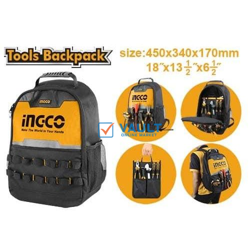 INGCO Tools Backpack 8kg Max Load - Grey / Orange