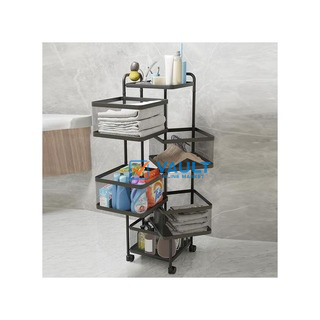 4 Tier Kitchen, Bedroom, Bathroom Storage Rack Basket Trolley Organizer-Black.