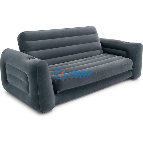 Intex Inflatable Sofa Bed Pull-Out Chair Inflatable Bed With Pump - Grey/Black