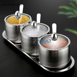 3 Pc Seasoning Containers Spice Jar Rack