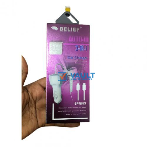 Belief 3 In Car Charger - White