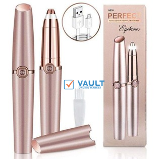 Eyebrow Trimmer, Rechargeable eyebrow shaper for Women,Painless Eyebrow Hair remover, Portable Eyebrow Razor for Face,Lips, Nose and Facial Hair -Two Extra Eyebrow Brushes included- Rose Gold