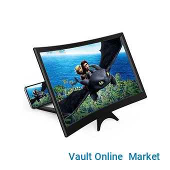 Curved Magnifier for Cell Phone -3D HD Magnifing Projector Screen, Black.