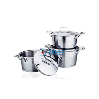3 Piece Heavy Stainless Steel Saucepans/Cookware - Silver