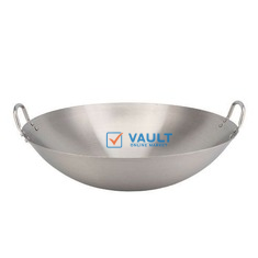 Stainless steel Wok Stir Frying Pan - Silver.