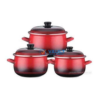 6 Piece Enamel Saucepans Cookware Set Suitable For Induction Cooker- Multicolor