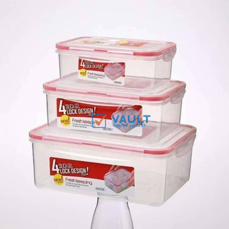 3 Pieces Of Plastic Food Storage Container Boxes-Colorless.