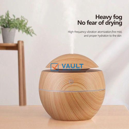 Ultrasonic Humidifier with Aroma and elegant Color Changing LED Light - Brown