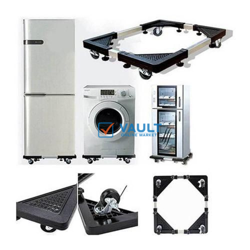 Adjustable Special Base For Washing Machine And Fridge Stand Trolley-Black