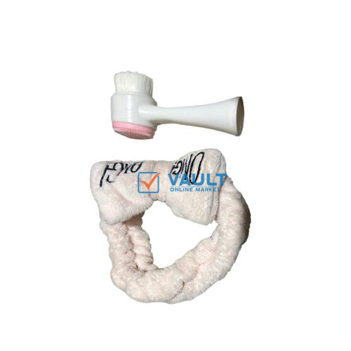 Face Scrubbing Brush With Head Band White