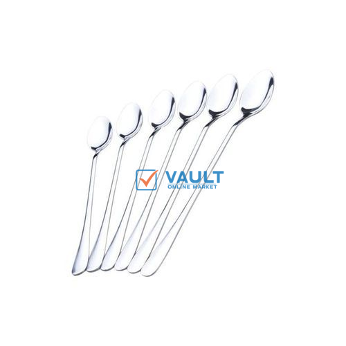 6 pcs Long Tea Spoons - Silver