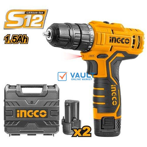 INGCO Impact Drill Voltage:12V Chuck Capacity:0.8-10mm - Orange